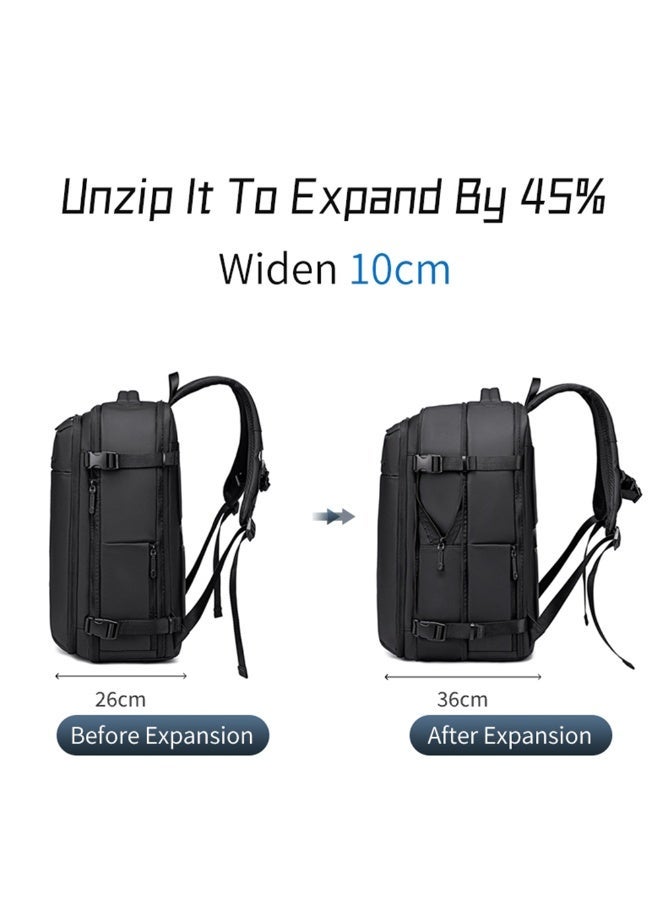 أركتيك هانتر حقيبة ظهر كبيرة للسفر من Arctic Hunter بسعة 36 لترًا مع خاصية الضغط الفراغي، قابلة للتوسيع، مقاومة للماء، مناسبة لحمل الكمبيوتر المحمول مقاس 15.6 بوصة، للرجال - Image 4